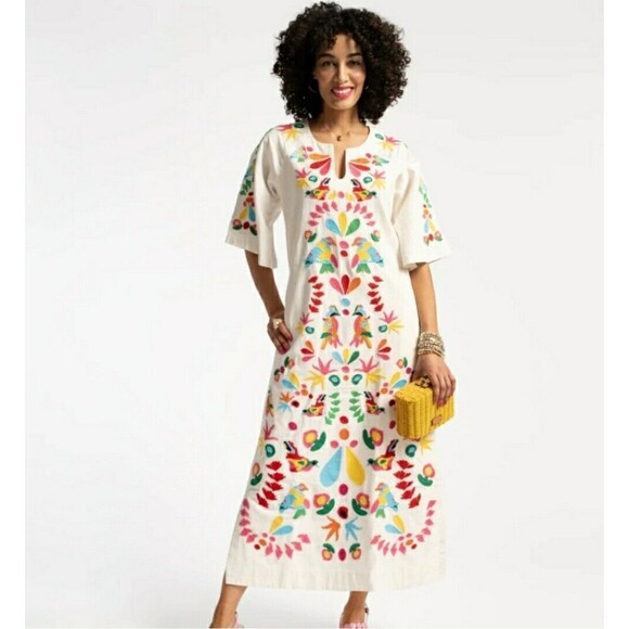 frances valentine Dresses & Skirts - Frances Valentine Dreamy Caftan Bird Is The Word Size Small Oyster/Multi Dress